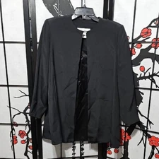 Mark Heister Elegant Silk Black Open Front  Jacket Size Small
