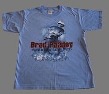 Brad Paisley Bonfires & Amplifiers Tour Double sided Graphic Blue T shirt Size L