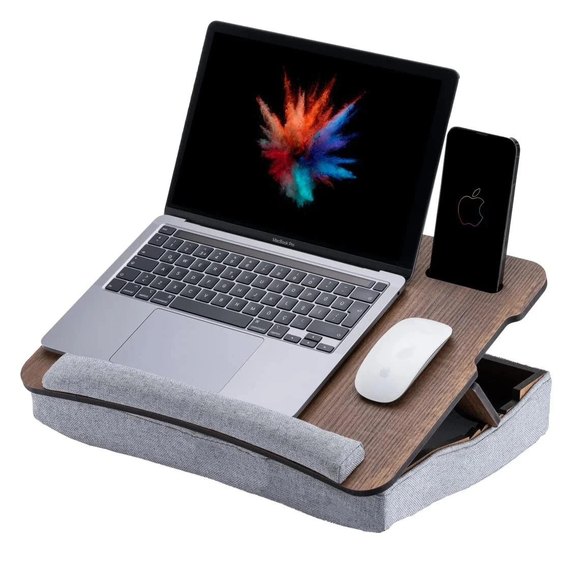 Adjustable Lap Laptop Desk with Storage Area Portable Cushion Pillow