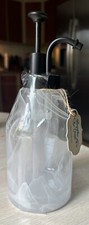 NWT MAGNOLIA CORNER WHITE CLOUDY PATTERN GLASS Black Matte PUMP SOAP DISPENSER
