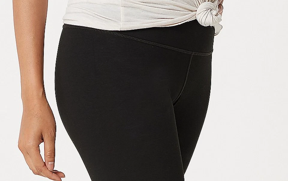 Mujer con Control Regular Reversible Sin Costura Lateral Leggings Negro/Azul Marino L A384086 Foto 2 de 4