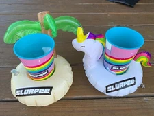 Unicorn & Palm Tree Inflatable Floating Cup Drink Beverage Pool Float