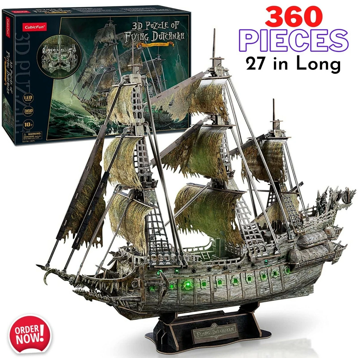 3D Puzzles Toy for Adults Ghost Pirate Ship Flying Dutchman Model Kit Decor  Gift