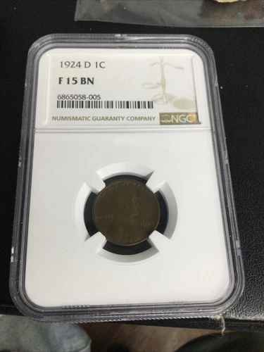1924-D  1C LINCOLN WHEAT CENT  "DENVER MINT"   NGC F15 BN