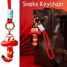 Snake Statue Keychain New Year Lucky Gift Backpack Decoration Pendant Home