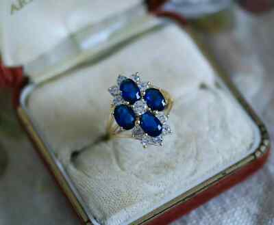 3Ct Simulated Sapphire Yellow Gold Over Engagement Ring