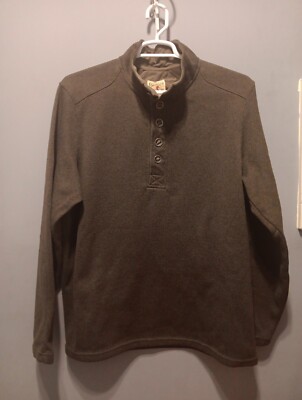 RedHead Sweater Mens XLarge Brown  Long Sleeve 1/4 Button Pullover Twill