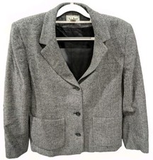 Vintage L.L. Bean Womens Gray Tweed Wool Blazer - Made In USA - Sz 10 Vtg