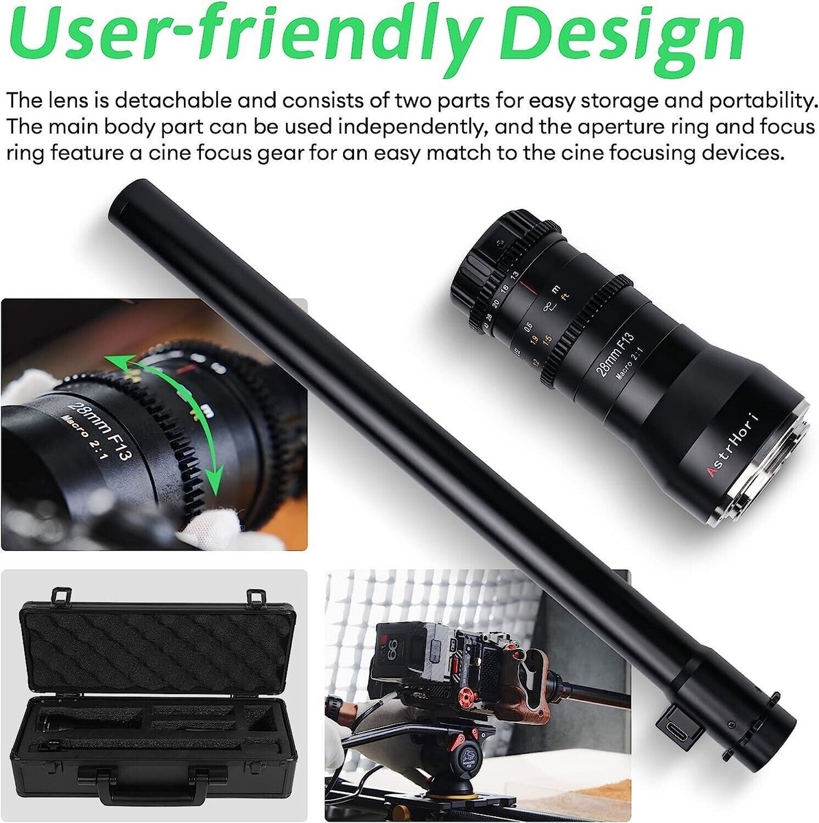 AstrHori 28mm F13 Macro Probe Lens 2X Full Frame Ring Light For