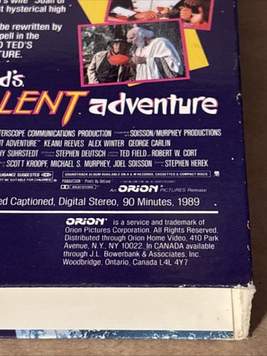 Bill & Ted's Excellent Adventure (VHS, 1989) - Picture 5 of 6