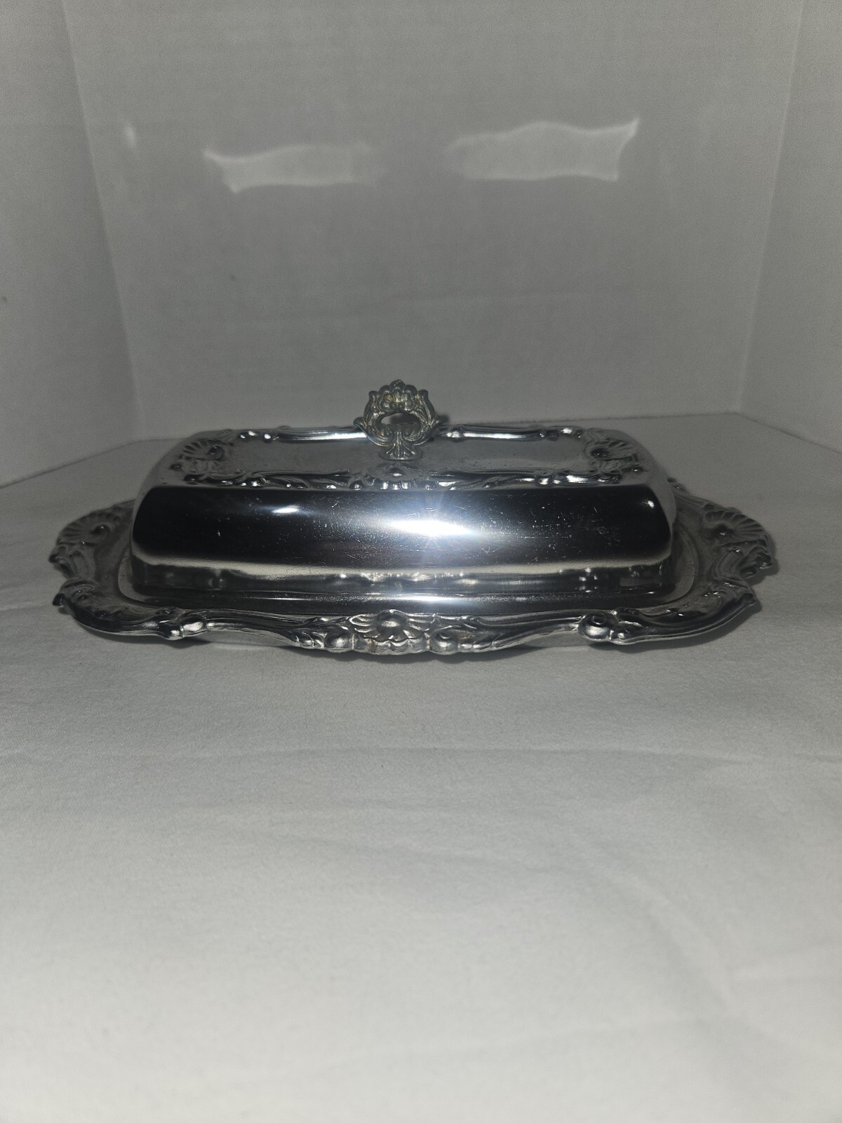 Vintage Chrome Butter Dish  7 1/2" x 4 1/8"