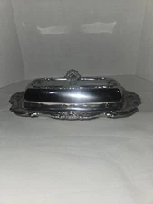Vintage Chrome Butter Dish  7 1/2" x 4 1/8"