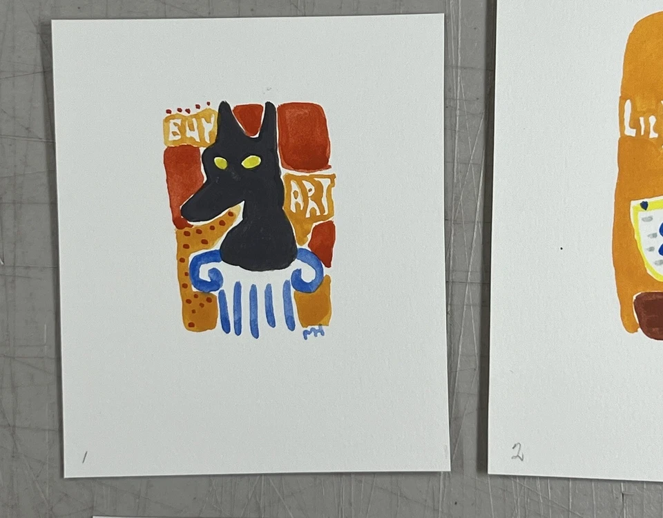 Mary Hamilton Grupo 5 Obras de Arte Acuarela Pintura Los Operativos de Sundance Perros Foto 3 de 4