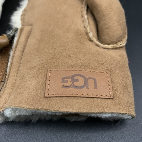 UGG PLUSH ZIP SHORTY GLOVE WOMENS M HAND SEWN SHEEPSKIN CONDUCTIVE ~ CHESTNUT - Picture 5 of 14