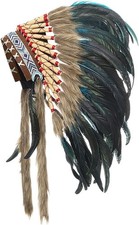 Tocado de plumas artificiales indias, sombrero nativo indio jefe americano, indio he