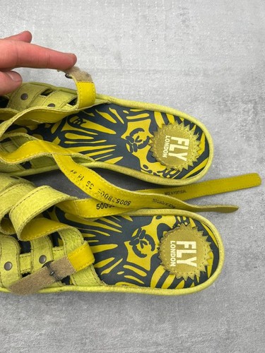 Fly London sandali donna tacco a blocco zeppa slingback giallo/verde Bulbo Bris 8 - Foto 3 di 15