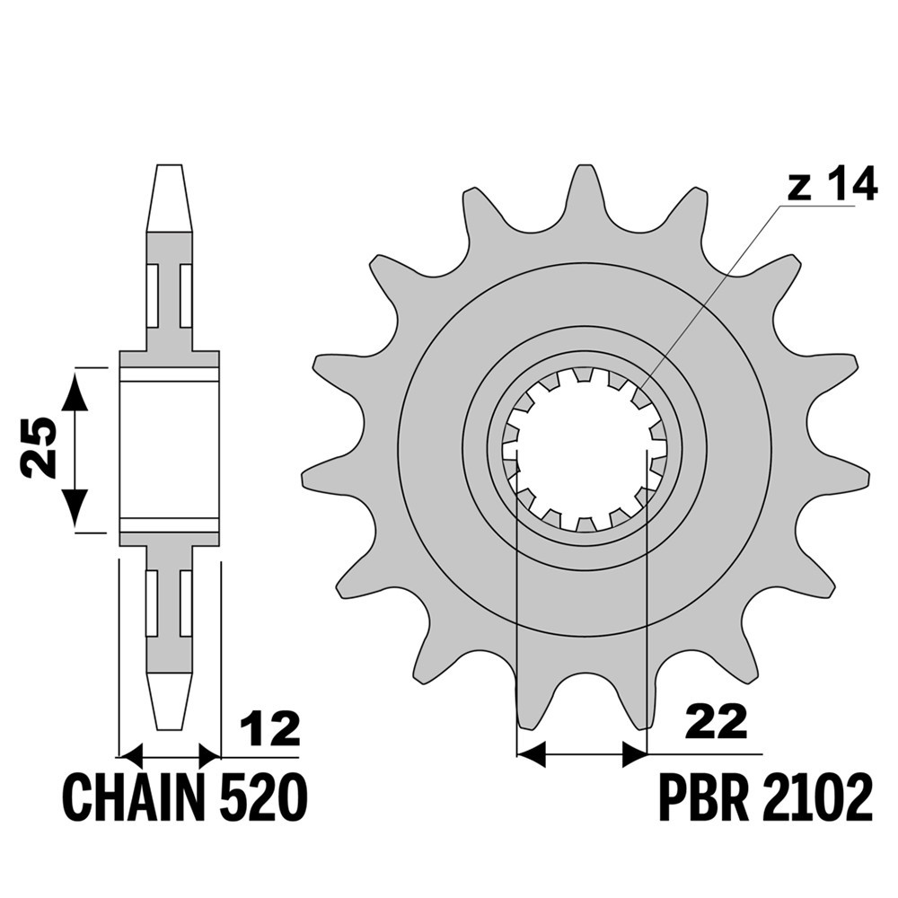 Pignon avant PBR pour Fantic Caballero Regolarita Scuderia 300 2011 en acier trempé 13 dents