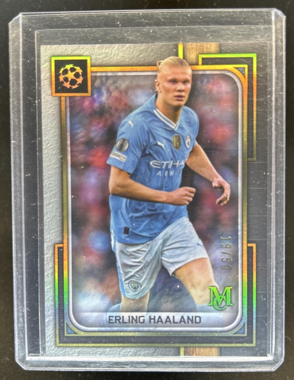 2023-24 Topps Museum Collection UEFA Erling Haaland Gold #/50 Man City