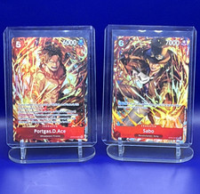 Bandai One Piece Card Game 2 Card Foil SR Lot EN Ace ST15-005 Sabo OP05-007