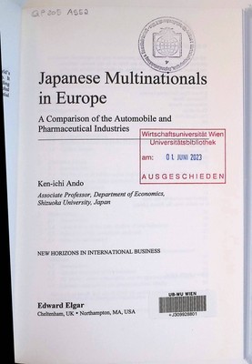 Japanese Multinationals In Europe: A Comparison Of The Automobile And Pharmaceut