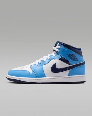 Nike Jordan Air 1 Mid Turnschuhe in Blau und Weiß Schuhe