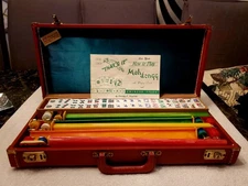 Rare Beauty! Royal Imported Club Lucite Three-Tone Mahjong Set; Pink and White