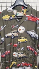 Vintage Paradise Found Mens Corvette Hawaiian Shirt Size M Beach Cruise Speedway