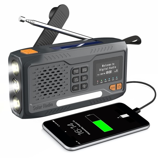 Radio DAB para exteriores WR-6B, batería externa, altavoz, radio de emergencia