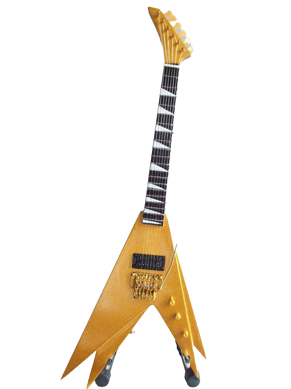 Guitare miniature Jackson double V Vinnie Vincent Kiss réplique bois 25cm