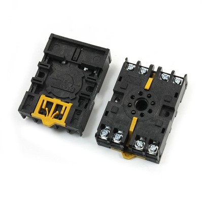 2 Pcs P2CF-08 DIN Rail Mounted Power Relay Socket Base for H3CR-08 35mm Kd *cc