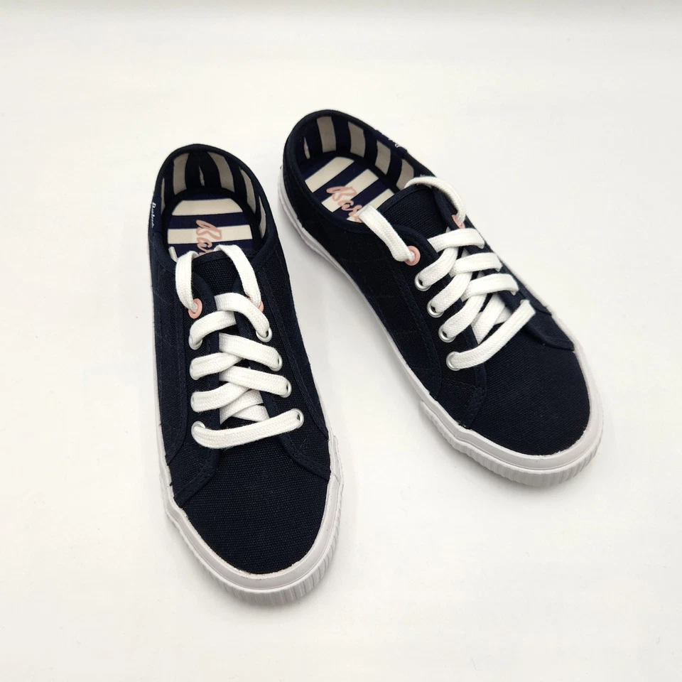 Barbour 女式海军蓝帆布 Hailey 舒适系带低帮运动鞋,尺寸 US 6 — 第 4/4 张图片