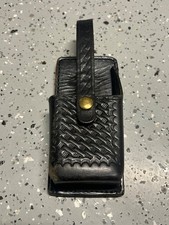 Aker SRJ Leather Black Basketweave Swivel Universal Radio Holder