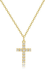 Dainty 14K Gold/Sterling Silver Plated Cross Necklace for Women