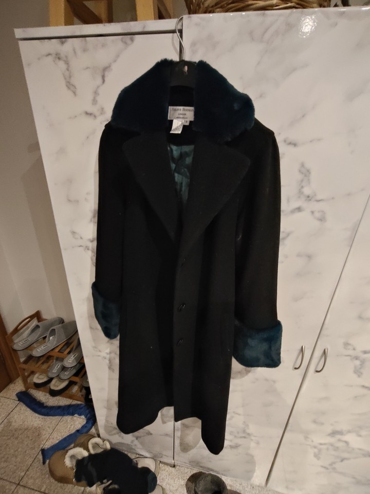 Women's Wool Blend Faux Fur Trim Coat