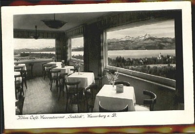 Wasserburg Inn Wasserburg a. B. Cafe Wine Restaurant Lake View 1939
