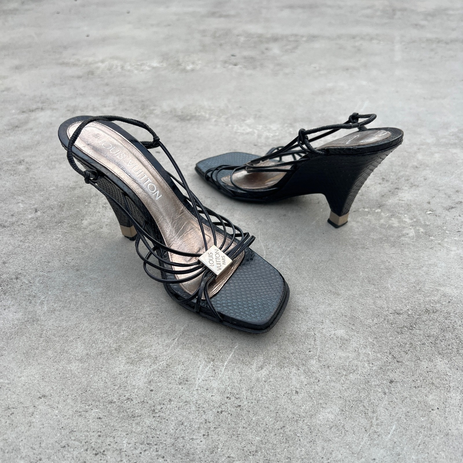 Louis Vuitton |Auth Vint Black Python Leather Sil… - image 6