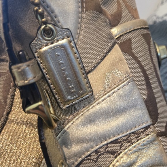 Authentic Coach Gold Patchwork Handbag Shoulder B… - image 3
