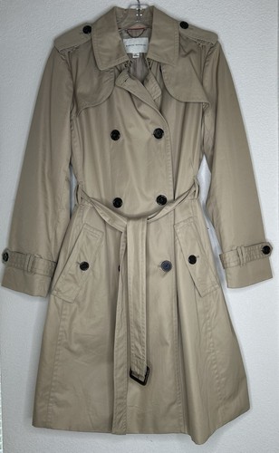 Banana Republic Trench Coat Womens Large Khaki Belted Lined Classic Capsule L