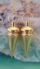 PÉNDULO DE RADIESTESIA DE LATÓN MACIZO SUPERIOR REDONDA PUNTA DORADA, Péndulo de Oro