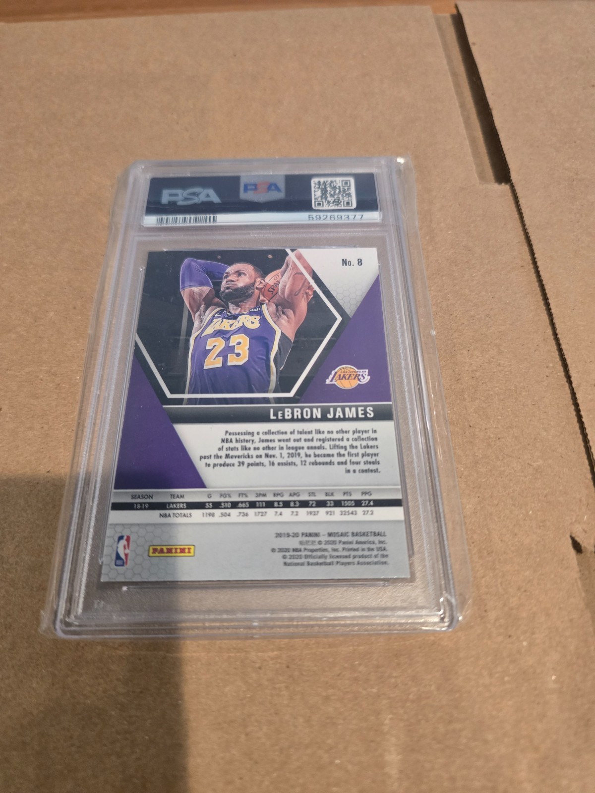 2019-20 Panini Mosaic - LeBron James #8 - PSA 10 - GEM MT - Lakers view 3