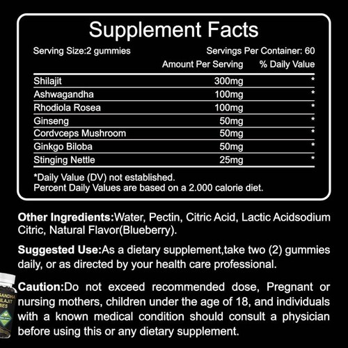 Shilajit And Ashwaghanda Gummies 60 Gummies Pack Of 2 UK Stocks - Picture 8 of 10