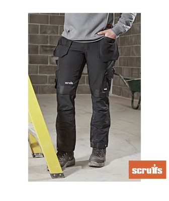 Scruffs Herren Holster Arbeitshose in der Farbe Schwarz & im normalen Bein 5 Größen Neu