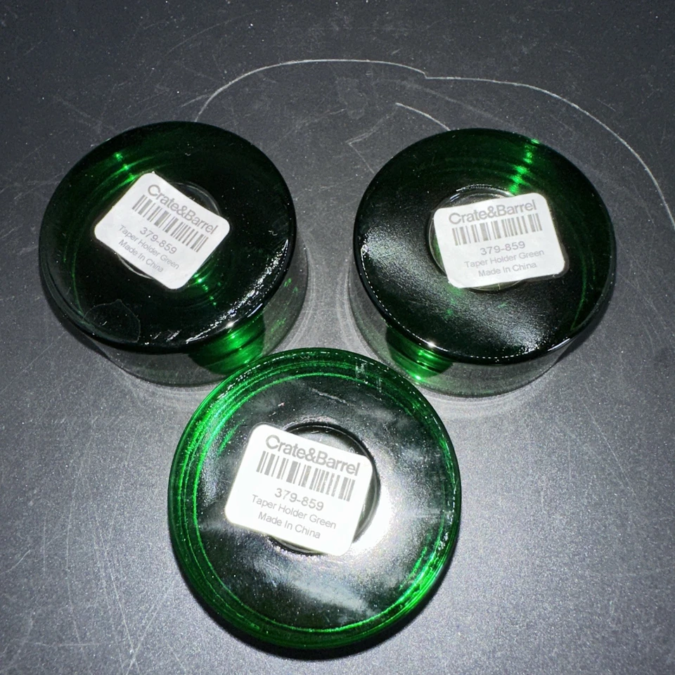 Набор из 3 конических держателей из зеленого стекла Crate And Barrel - Изображение 3 из 4
