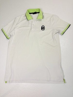 Conte of Florence Polo Shirt Men's M White Light Green Short Sleeve Collared