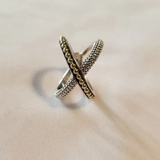 LAGOS Gold and Silver Beaded X Ring. With Pou...