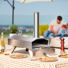 Wood Pellet Fired Pizza Cooker for Outdoor Camping-Silver