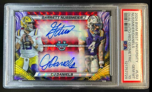 2024 Bowman Best CJ Daniels Garrett Nussmeier Dual Auto Red Geometric /10 PSA 10