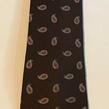 Rooster Mens Silk Tie Brown Paisley Red Beige Made in USA Formal Accessory