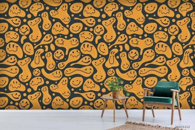 3D Halloween Smiles Emojis Pattern Wall Murals Wallpaper Murals Wall Sticker 2