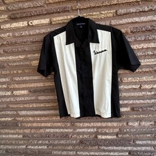 Vespa Men's Bowling Shirt Short Sleeve Black Retro Port Authority Size XS